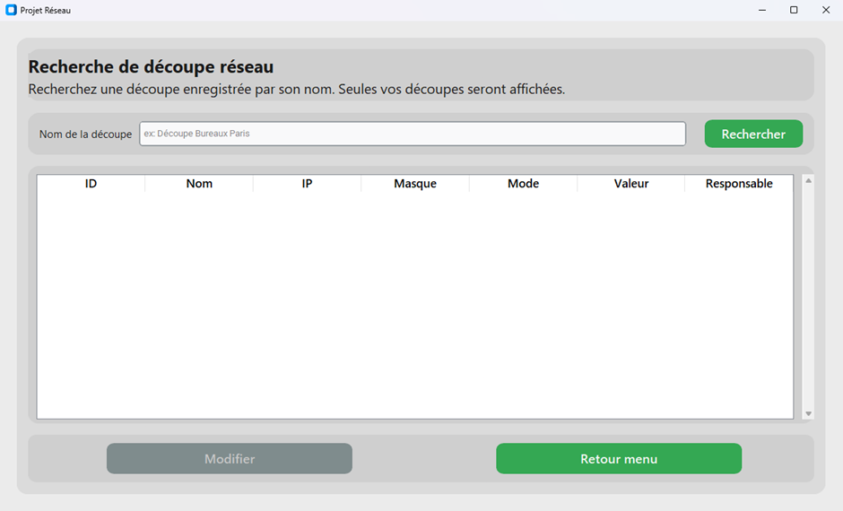 Recherche et modification de découpes enregistrées